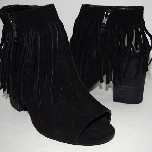 Carlos Santana Shoes - Jasper 2 Suede Leather Fringe Peep Toe Booties 9M